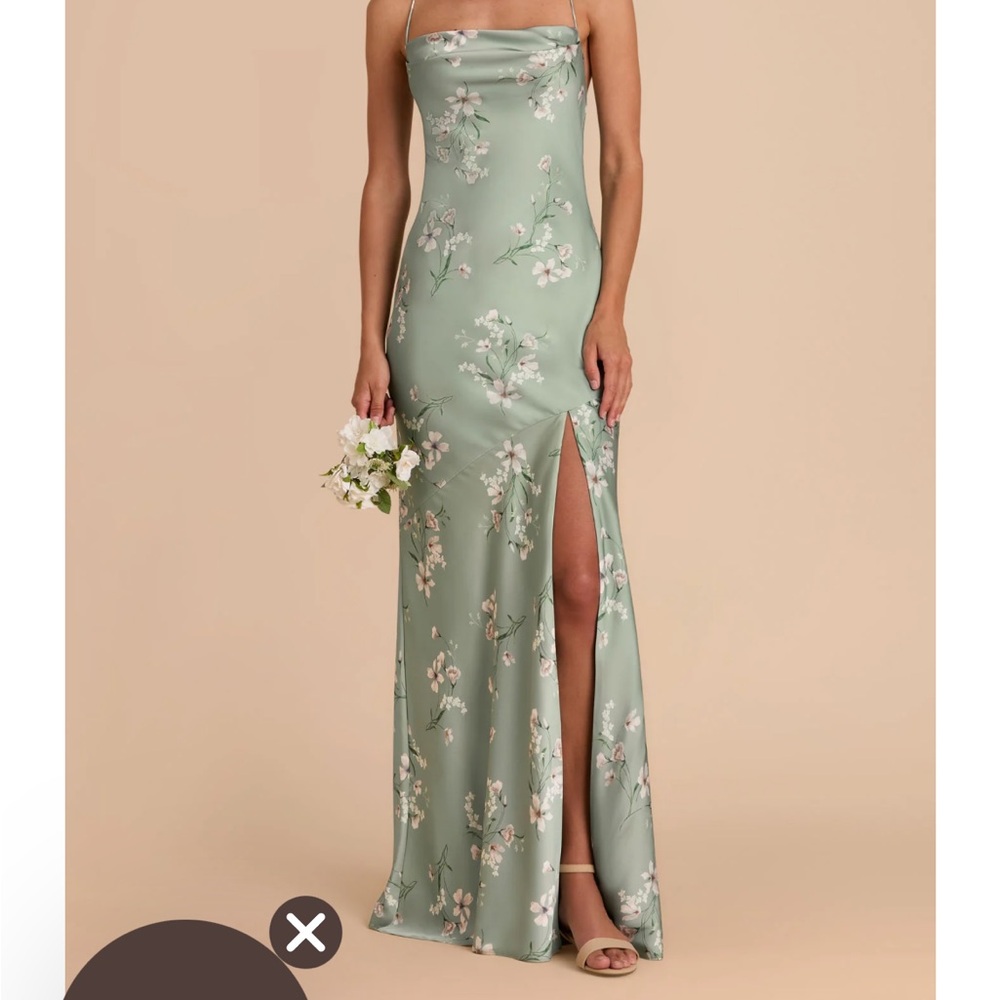 Birdy Grey Sage Green Floral Maxi Dress with Thigh Slit